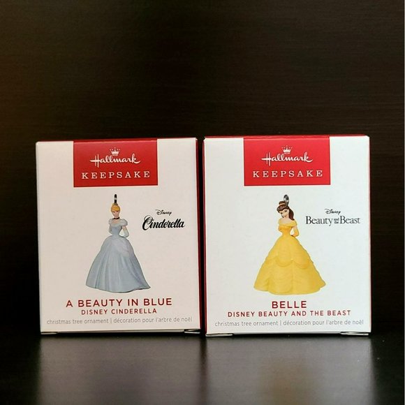 Hallmark Keepsake Ornament 2022 Disney's Cinderella and Belle Disney lot of 2 - Picture 1 of 6